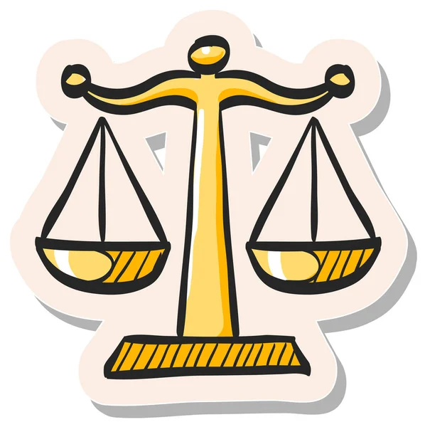 Χειροποίητο Εικονίδιο Κλίμακας Δικαιοσύνης Στυλ Αυτοκόλλητου Διανυσματική Απεικόνιση — Διανυσματικό Αρχείο