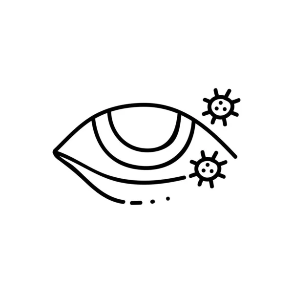 Virus Zog Sich Augensymbol Handgezeichnete Vektorillustration Editierbarer Strich — Stockvektor