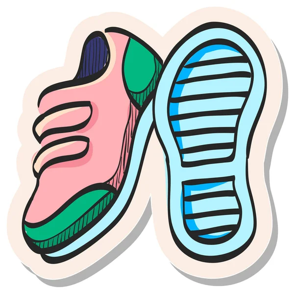 Icône Chaussures Dessinées Main Dans Style Autocollant Illustration Vectorielle — Image vectorielle