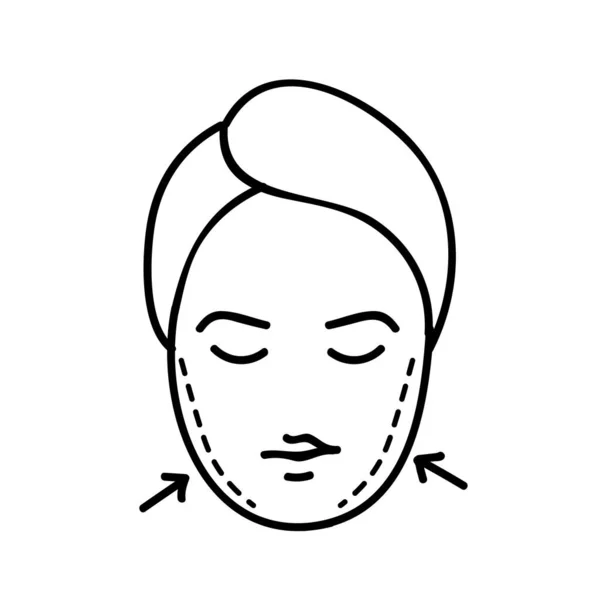 Γυναικεία Ομορφιά Πρόσωπο Πλαστική Χειρουργική Αύξηση Των Μάγουλων Χειροποίητη Διανυσματική — Διανυσματικό Αρχείο