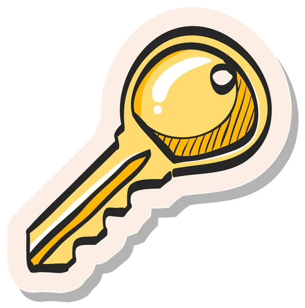 Handgezeichnetes Schlüsselsymbol Sticker Stil Vektor Illustration — Stockvektor