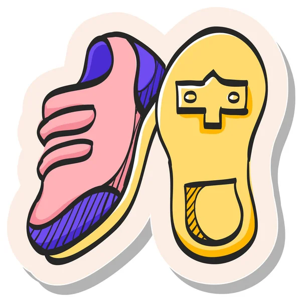 Hand Drawn Cycling Shoe Icon Sticker Style Vector Illustration — Stock Vector