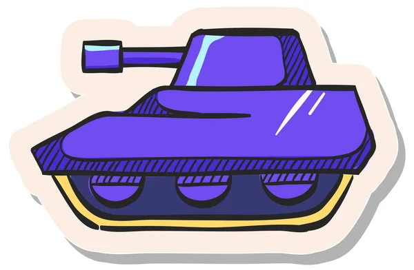 Ícone Tanque Desenhado Mão Ilustração Vetorial Estilo Adesivo — Vetor de Stock