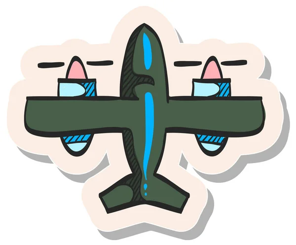 Icône Avion Vintage Dessinée Main Dans Illustration Vectorielle Style Autocollant — Image vectorielle