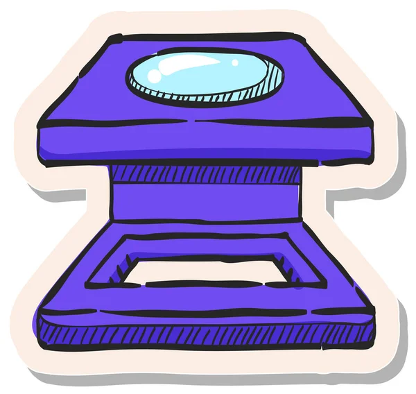 Hand Drawn Printing Magnifier Icon Sticker Style Vector Illustration — Stock Vector