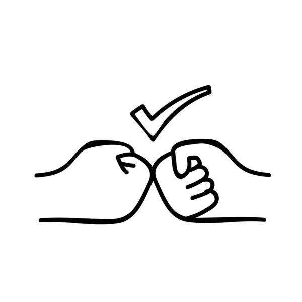 Knyttneve Håndtrykk Illustrasjon Håndtegnet Vektor Enkel Linje – stockvektor