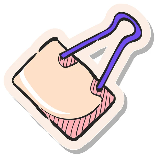 Handgetekend Bindmiddel Clip Icoon Sticker Stijl Vector Illustratie — Stockvector
