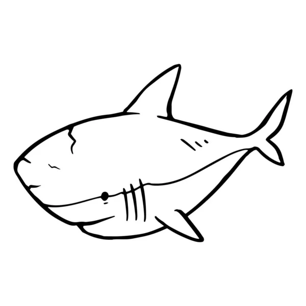 Hai Ikone Handgezeichnete Vektorillustration Meeresraubtier — Stockvektor