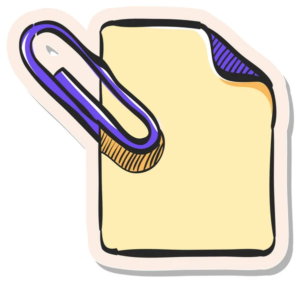 Hand Drawn Attachment File Icon Sticker Style Vector Illustration — Stock Vector