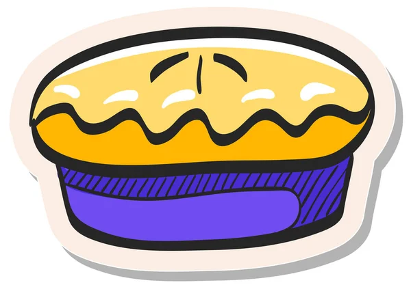 Hand Drawn Cake Icon Sticker Style Vector Illustration — Stock Vector