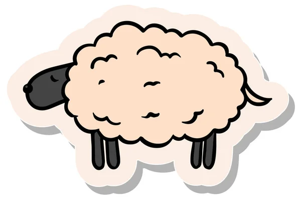 Ručně Kreslené Spící Ovce Nálepce Styl Vektorové Ilustrace — Stockový vektor