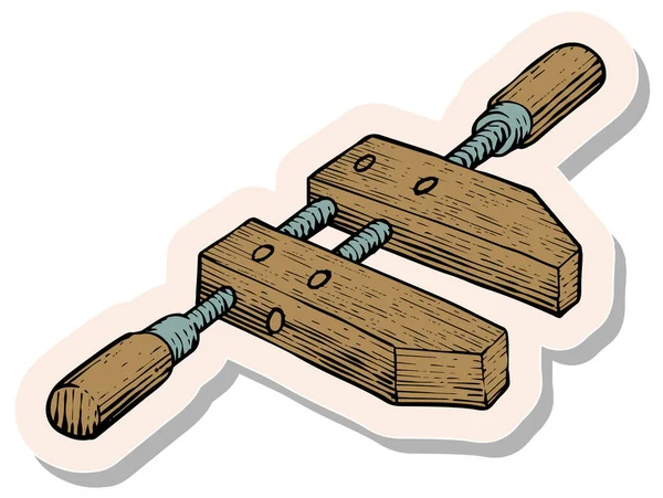 Ferramenta Madeira Desenhada Mão Woodworking Ícone Braçadeira Ilustração Vetor Estilo — Vetor de Stock
