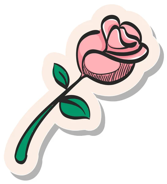 Hand Drawn Rose Icon Sticker Style Vector Illustration — Stock Vector