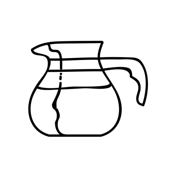 Dricker Serveringskanna Kaffe Mjölk Chokladdryck Handritad Vektor Illustration Redigerbar Linje — Stock vektor