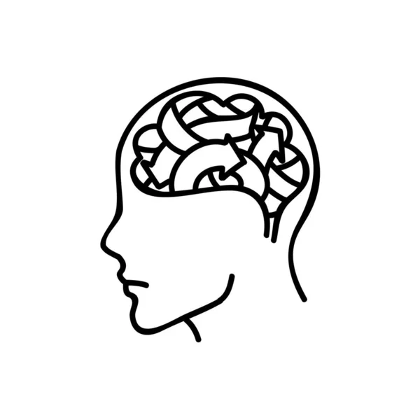 Saúde Mental Ícone Cérebro Humano Ilustração Vetorial Desenhada Mão Curso — Vetor de Stock