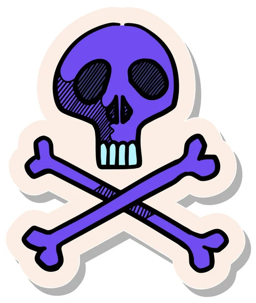 Hand Drawn Skull Icon Sticker Style Vector Illustration — Stock Vector