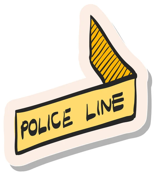 Hand Drawn Police Line Icon Sticker Style Vector Illustration — Stock Vector