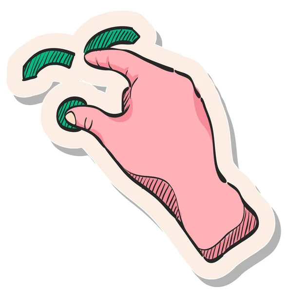 Hand Drawn Touchpad Finger Gesture Icon Sticker Style Vector Illustration — Stock Vector