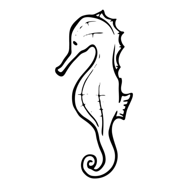 Icône Cheval Mer Illustration Vectorielle Dessinée Main Animaux Marins Hippocampe — Image vectorielle