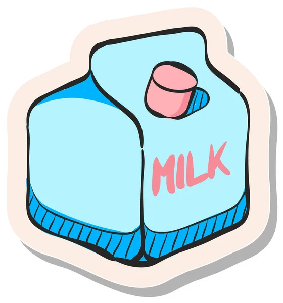 Hand Drawn Milk Packaging Icon Sticker Style Vector Illustration — Stock Vector