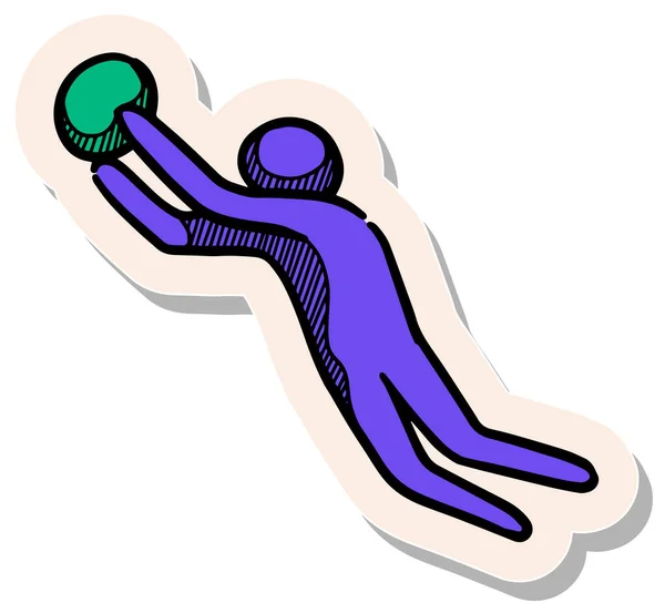 Icône Joueur Football Dessinée Main Dans Illustration Vectorielle Style Autocollant — Image vectorielle