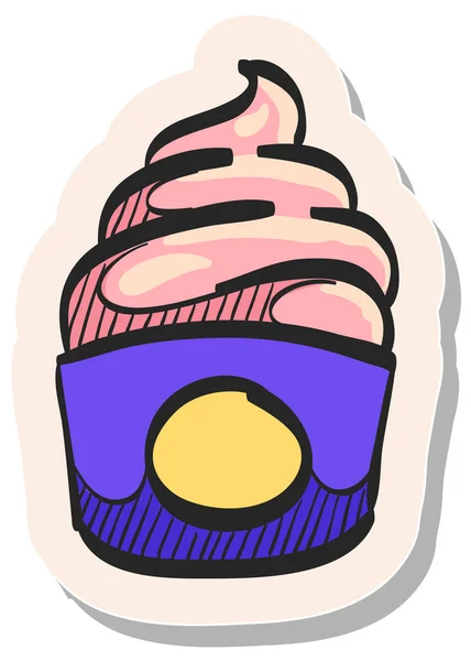 Icono Helado Dibujado Mano Ilustración Vectorial Estilo Pegatina — Vector de stock