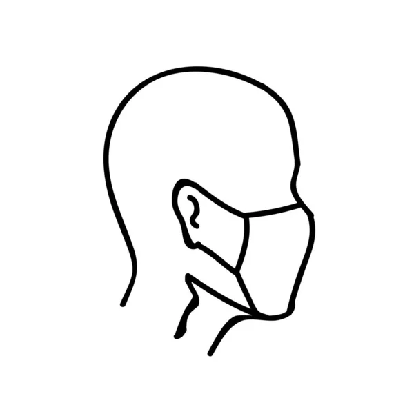 Hombre Con Máscara Facial Icono Ilustración Vectorial Dibujada Mano Carrera — Vector de stock