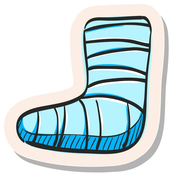 Hand Drawn Injured Foot Icon Sticker Style Vector Illustration — Stock Vector