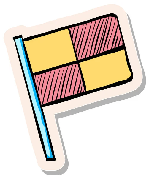 Hand Drawn Lineman Flag Icon Sticker Style Vector Illustration — Stock Vector