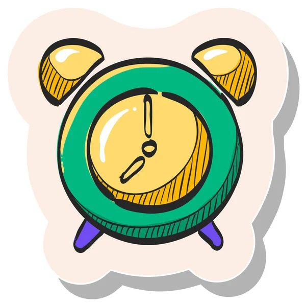 Hand Drawn Clock Icon Sticker Style Vector Illustration — Stock Vector