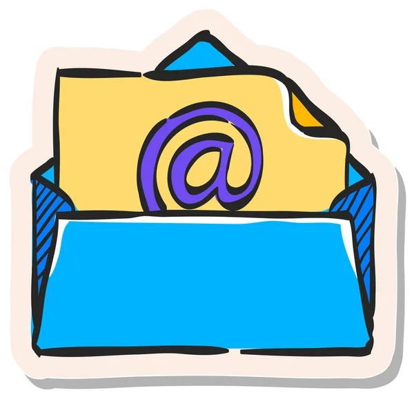 Ícone Mail Desenhado Mão Ilustração Vetorial Estilo Adesivo — Vetor de Stock