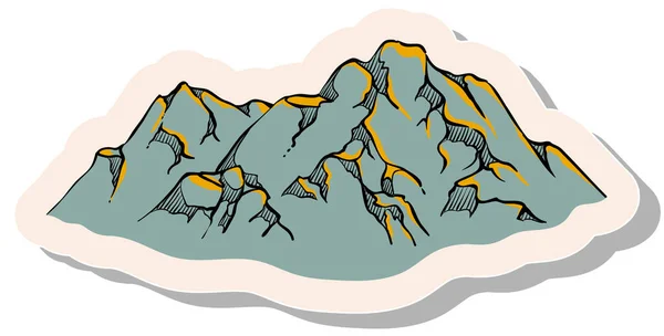 Montanhas Desenhadas Mão Estilo Adesivo Ilustração Vetorial — Vetor de Stock