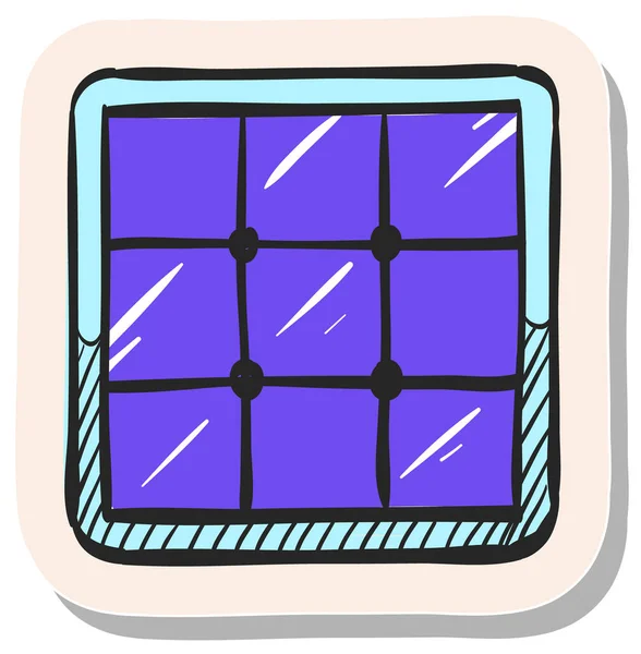 Hand Drawn Solar Cells Panel Icon Sticker Style Vector Illustration — Stock Vector
