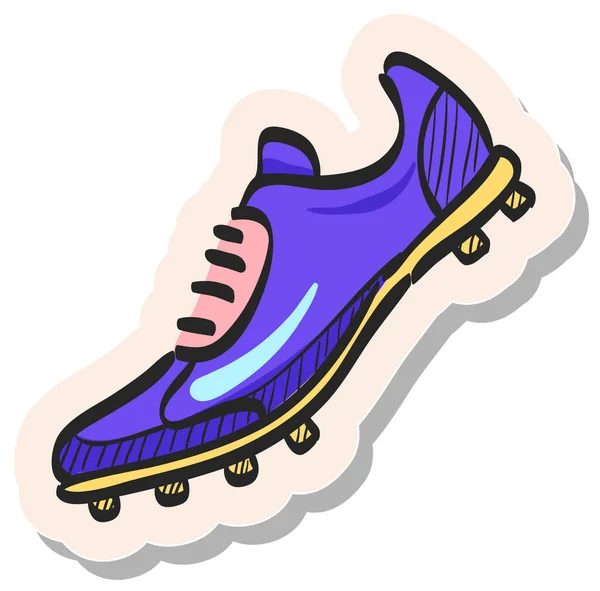 Icône Chaussure Football Dessinée Main Dans Illustration Vectorielle Style Autocollant — Image vectorielle