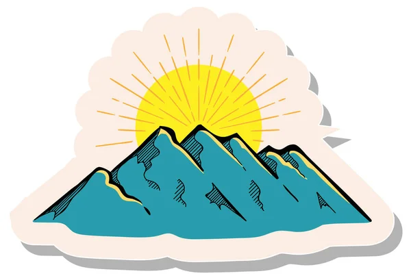 Montañas Dibujadas Mano Ilustración Vectorial Estilo Pegatina — Vector de stock