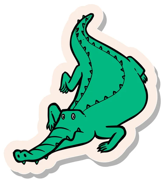 Hand Drawn Alligator Sticker Style Vector Illustration — Stock Vector