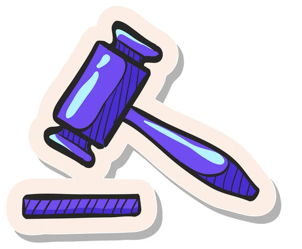 Hand Drawn Wood Hammer Icon Sticker Style Vector Illustration — Stock Vector