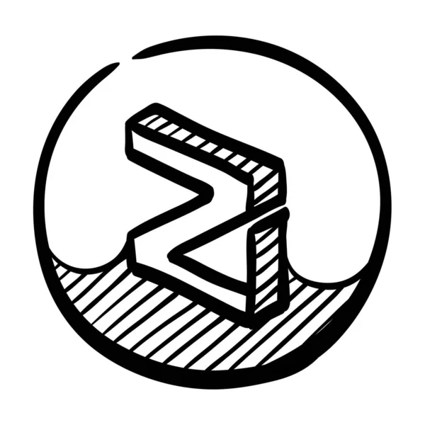 Ilustração Vetorial Desenhada Mão Símbolo Criptomoeda Zilliqa — Vetor de Stock