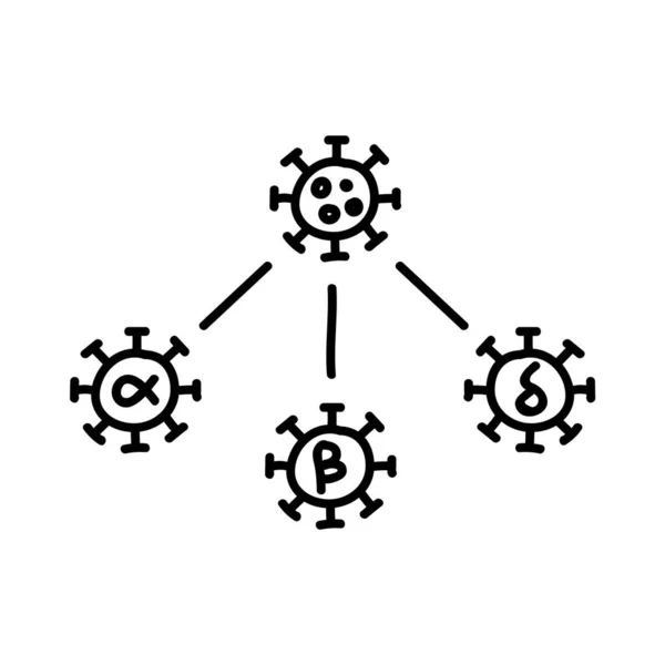 Icône Concept Mutation Virus Illustration Vectorielle Dessinée Main Course Ligne — Image vectorielle
