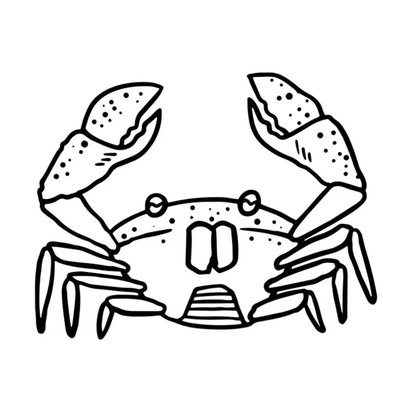 Icono Cangrejo Ilustración Vectorial Dibujada Mano Animales Marinos Crustáceos — Archivo Imágenes Vectoriales
