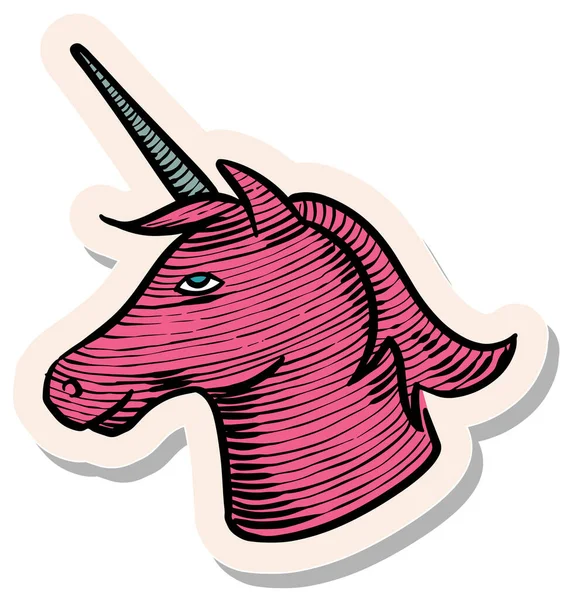 Gambar Tangan Unicorn Hewan Dalam Gambar Vektor Gaya Stiker - Stok Vektor