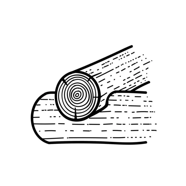 Cabin Wood Log Corner Stack Hand Drawn Vector Illustration Editable — Stock Vector