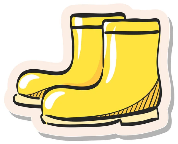 Hand Drawn Wet Boots Icon Sticker Style Vector Illustration — Stock Vector