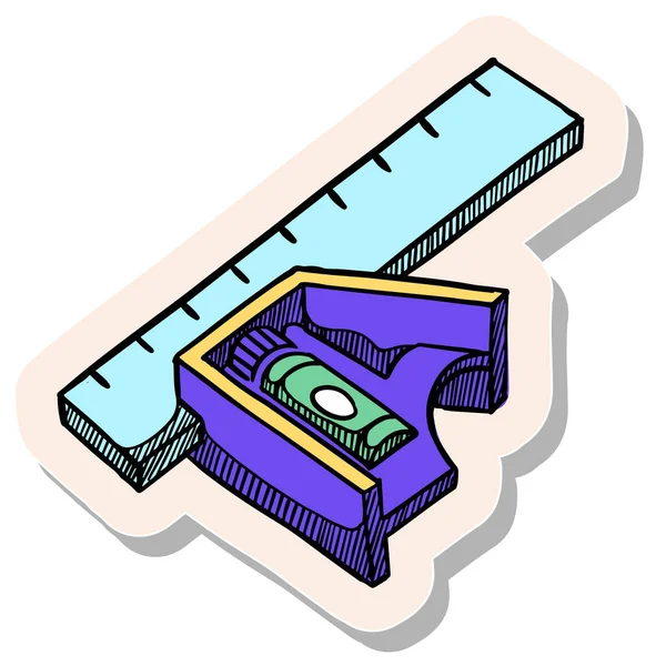 Hand Drawn Ruler Icon Sticker Style Vector Illustration — Stock Vector