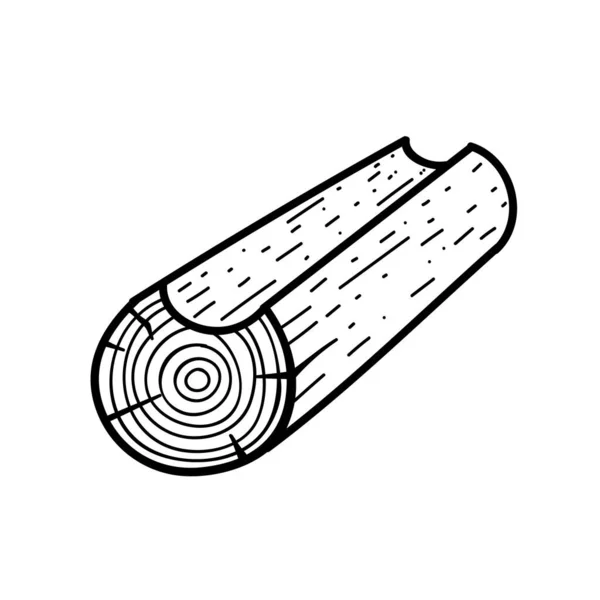 Cabin Wood Log Hand Drawn Vector Illustration Editable Line Stroke — Stock Vector