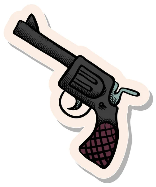 Pistolet Bras Dessiné Main Illustration Vectorielle Style Autocollant — Image vectorielle
