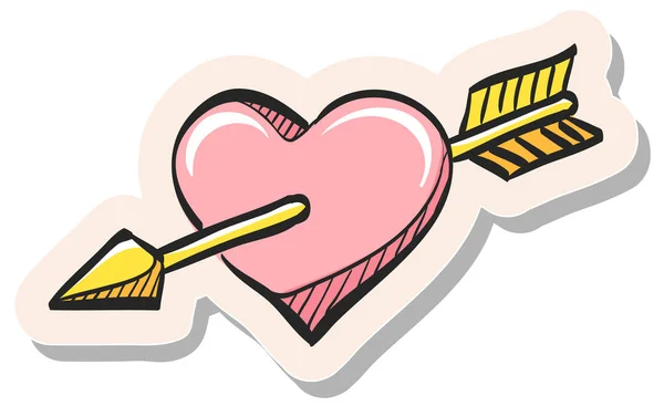 손으로 Arrow Heart Icon Sticker Style Vector Illustration — 스톡 벡터