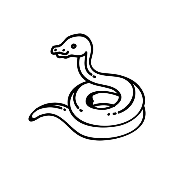 Spoelslangenpictogram Reptiel Dier Huisdier Dierenarts Handgetekende Vectorillustratie Aanpasbare Lijnslag — Stockvector