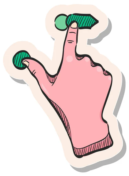 Hand Drawn Touchpad Finger Gesture Icon Sticker Style Vector Illustration — Stock Vector