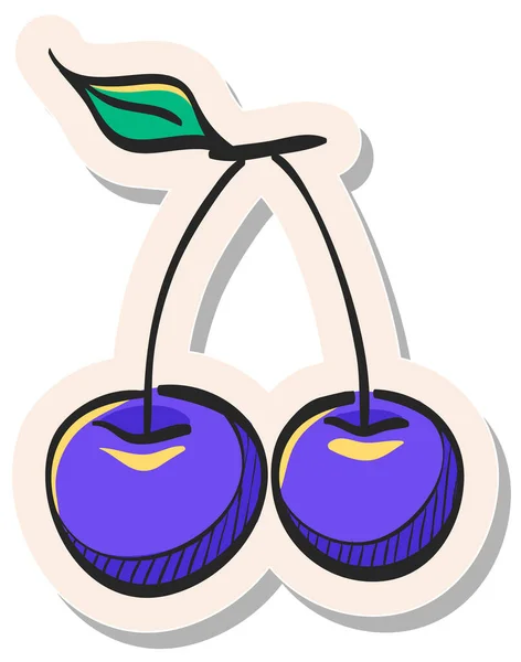 Handgezeichnetes Kirschsymbol Sticker Stil Vektor Illustration — Stockvektor